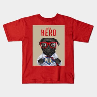 Super Hero Pug Dog Kids T-Shirt